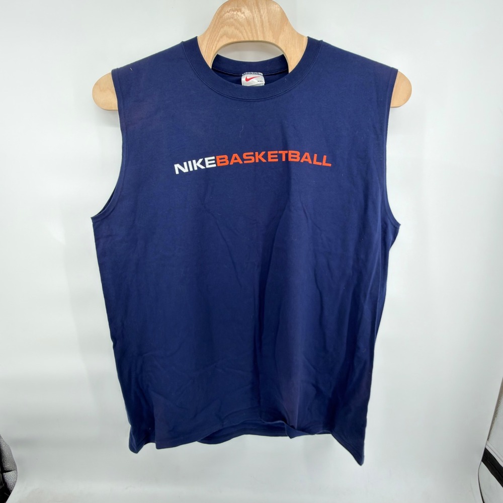 Nike Basketball Tank Top Mens XXL Navy Blue Vintage 90s Made USA Red Tag Cotton